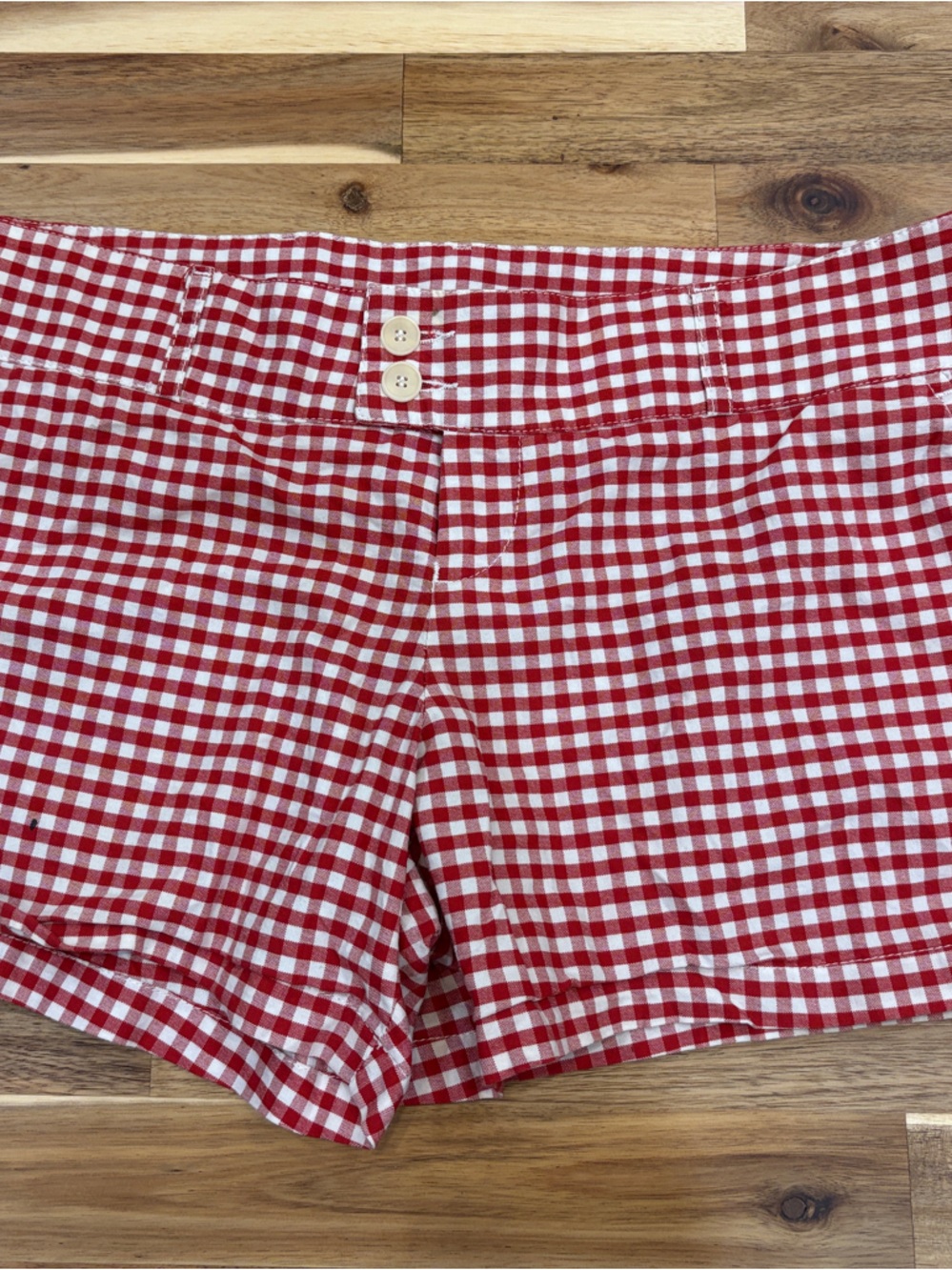 Lacoste Red & White Gingham Flat Front Men's Shorts